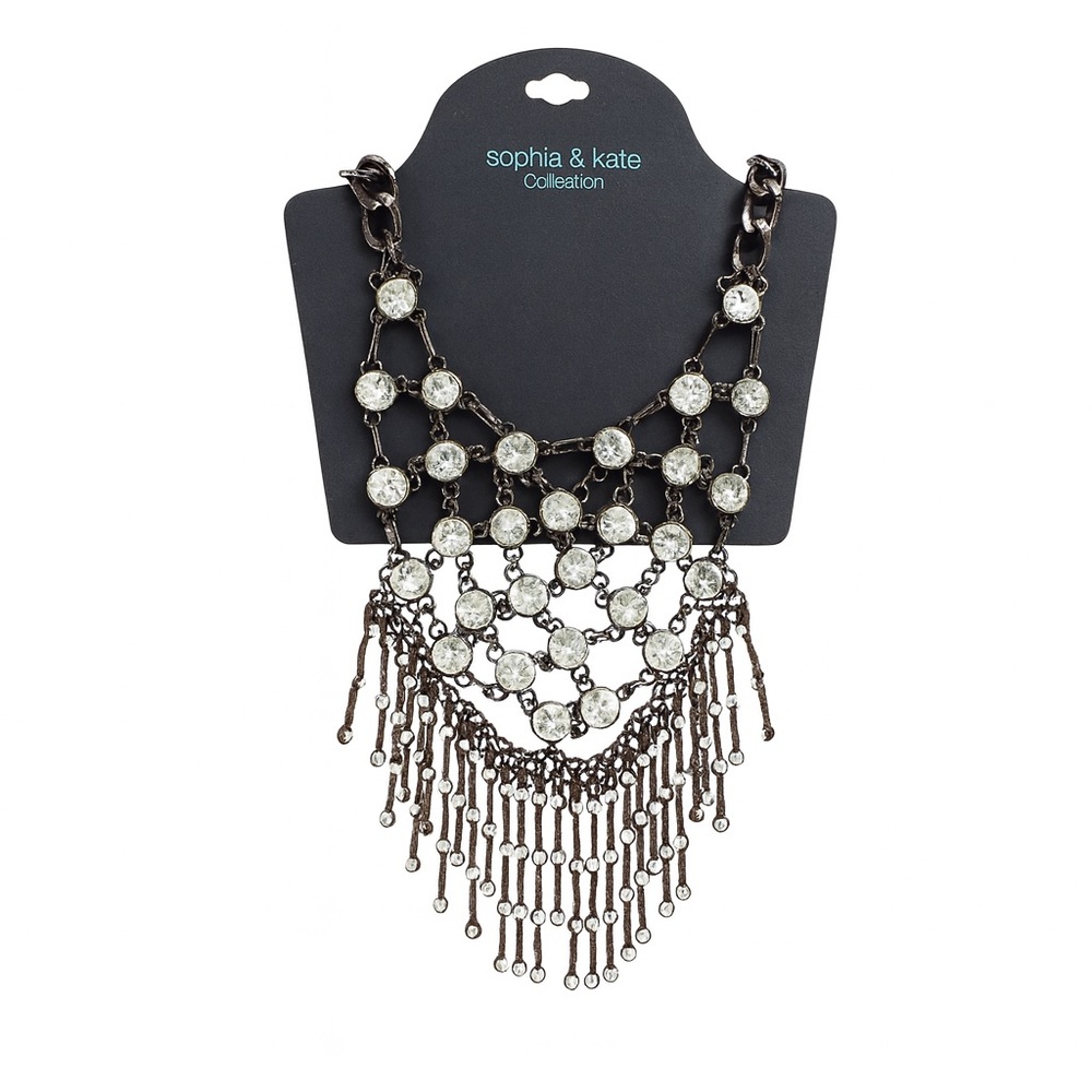 Silver Rhinestone Statement Necklace